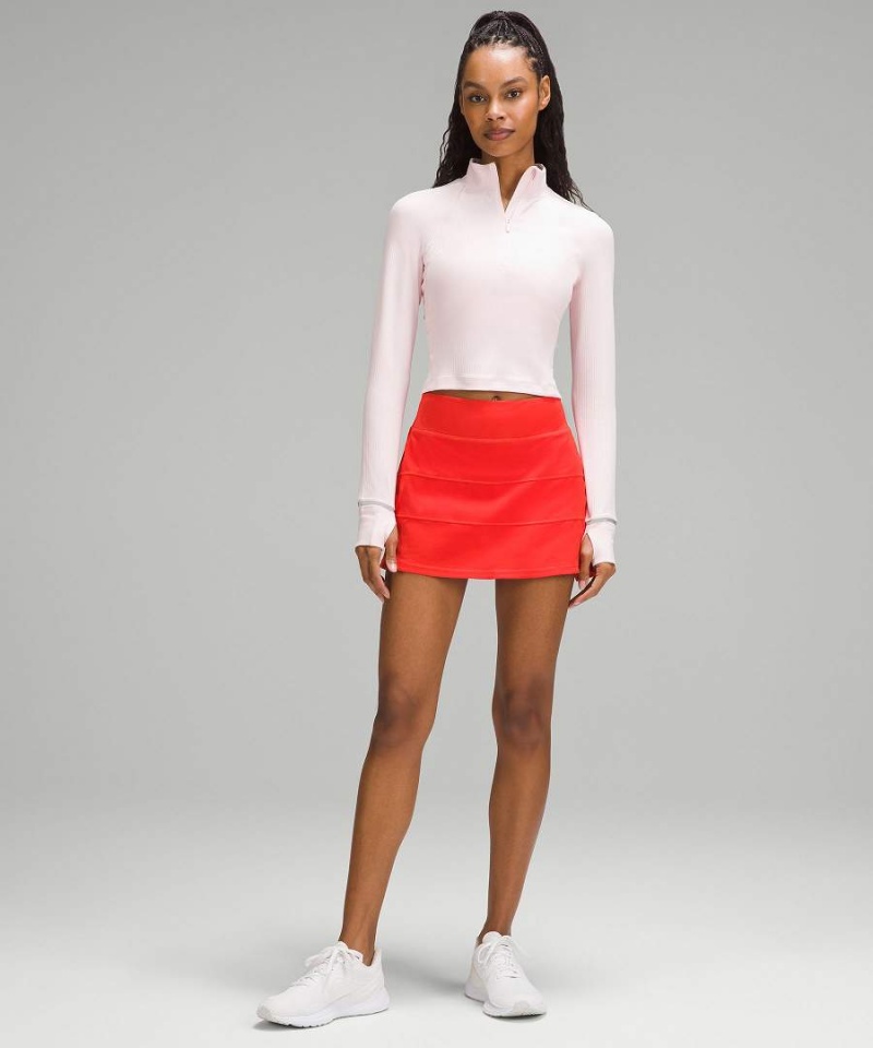 Lululemon It's Rulu Räfflad Cropped Half Zip Långärmad Tröja Dam Turkos Sverige | KHXYOL564