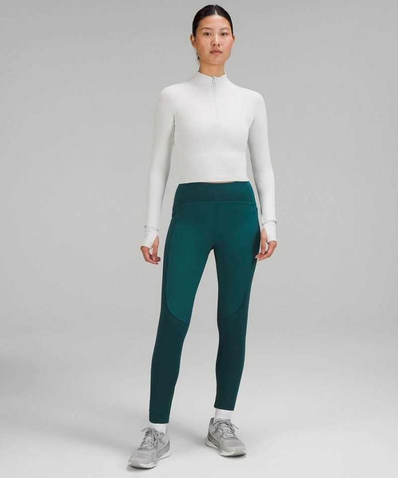 Lululemon It's Rulu Räfflad Cropped Half Zip Långärmad Tröja Dam Vita Sverige | UZXOSJ789
