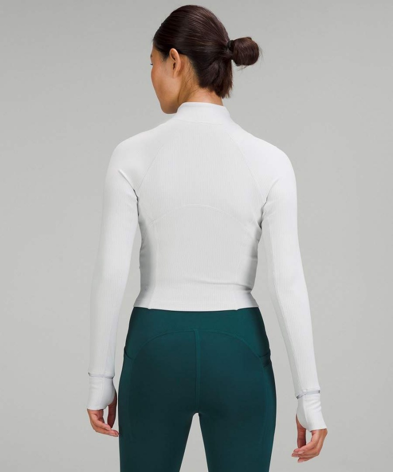 Lululemon It's Rulu Räfflad Cropped Half Zip Långärmad Tröja Dam Vita Sverige | UZXOSJ789