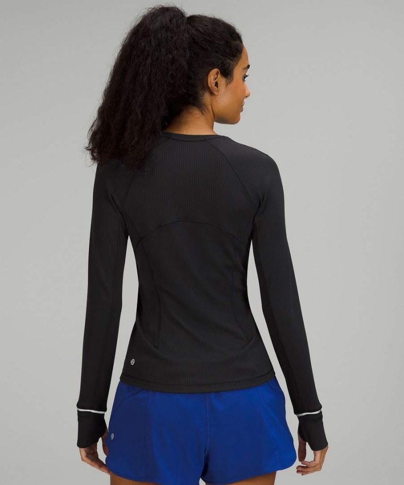 Lululemon It's Rulu Räfflad Långärmad Tröja Dam Svarta Sverige | PRXCKZ695