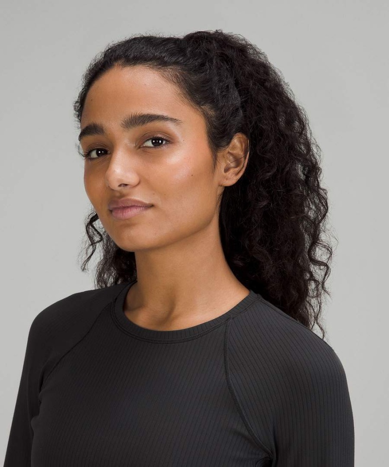 Lululemon It's Rulu Räfflad Långärmad Tröja Dam Svarta Sverige | PRXCKZ695