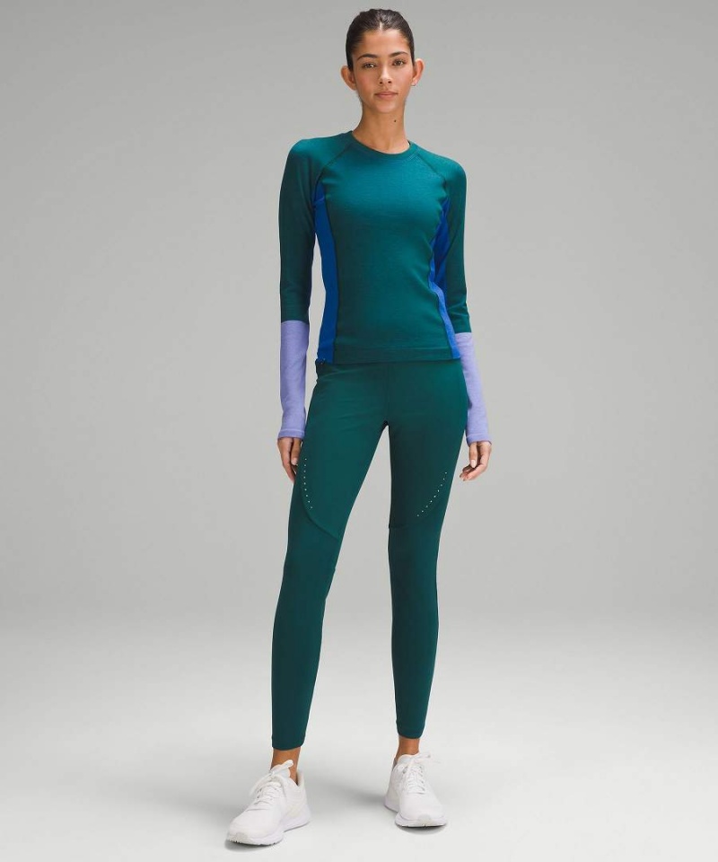 Lululemon Keep the Heat Thermal Colourblock Långärmad Tröja Dam Turkos Blå Mörklavendel Sverige | UCLQSG152