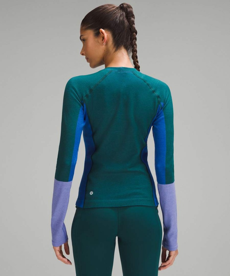 Lululemon Keep the Heat Thermal Colourblock Långärmad Tröja Dam Turkos Blå Mörklavendel Sverige | UCLQSG152