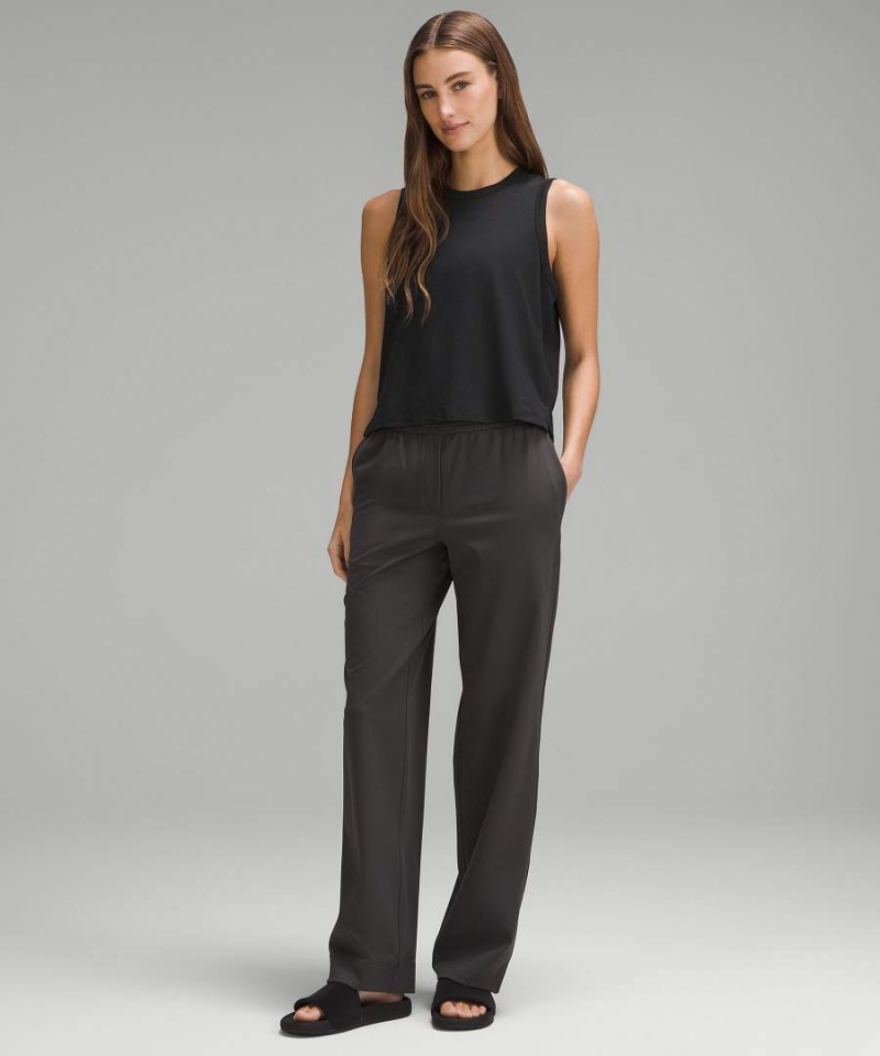 Lululemon Klassiska-Fit Bomull-Blend Linne Dam Svarta Sverige | LJVDTP732