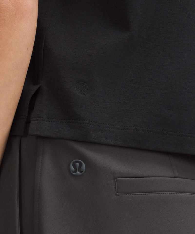Lululemon Klassiska-Fit Bomull-Blend Linne Dam Svarta Sverige | LJVDTP732