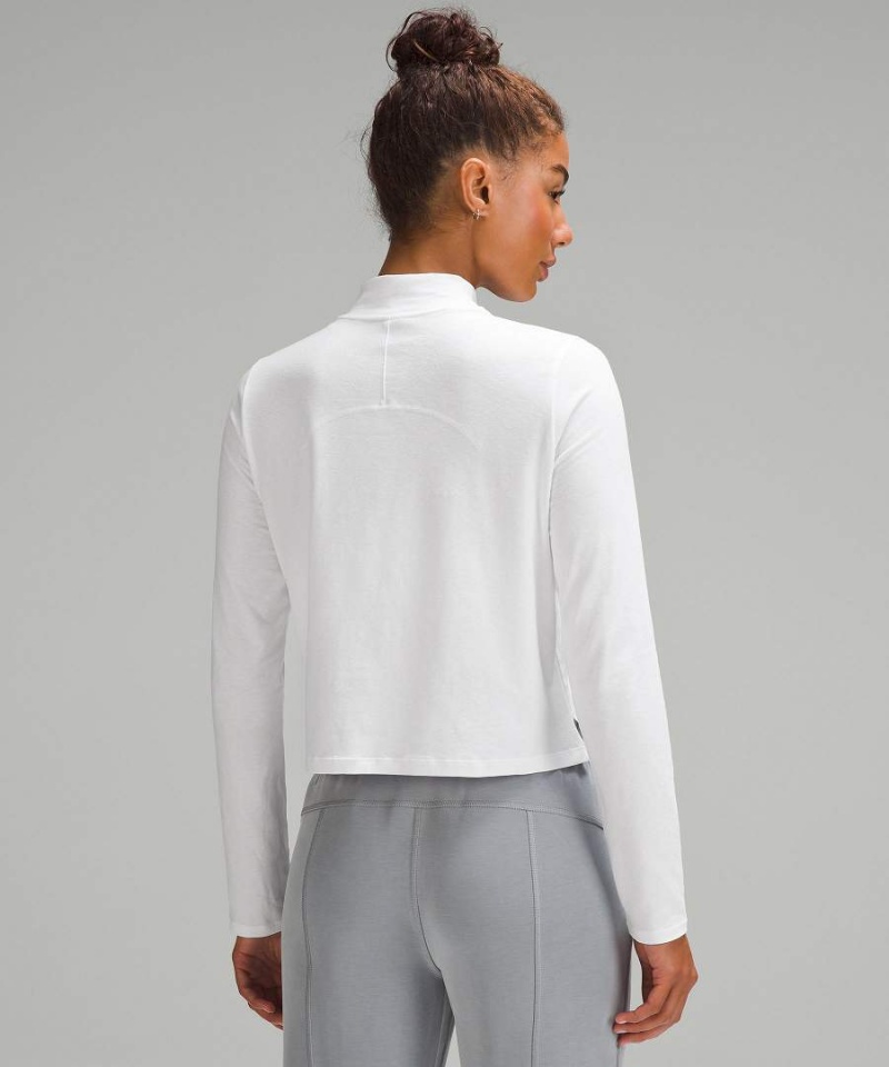 Lululemon Klassiska-Fit Bomull-Blend Mockneck Långärmad Tröja Dam Vita Sverige | XPKAHC309