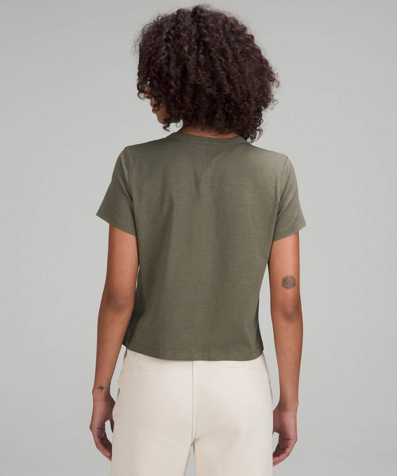 Lululemon Klassiska-Fit Bomull-Blend T-shirt Dam Mörkgröna Sverige | NSVRIB567