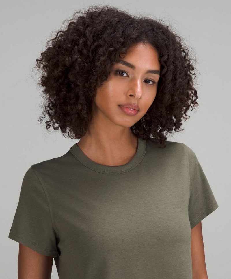 Lululemon Klassiska-Fit Bomull-Blend T-shirt Dam Mörkgröna Sverige | NSVRIB567