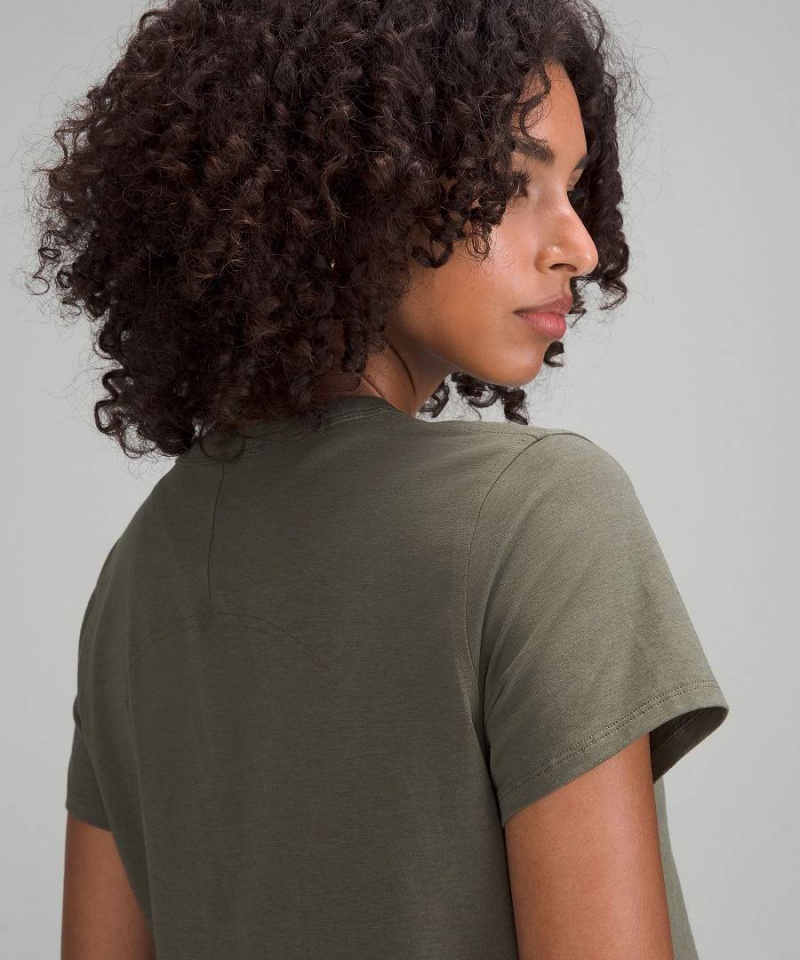 Lululemon Klassiska-Fit Bomull-Blend T-shirt Dam Mörkgröna Sverige | NSVRIB567