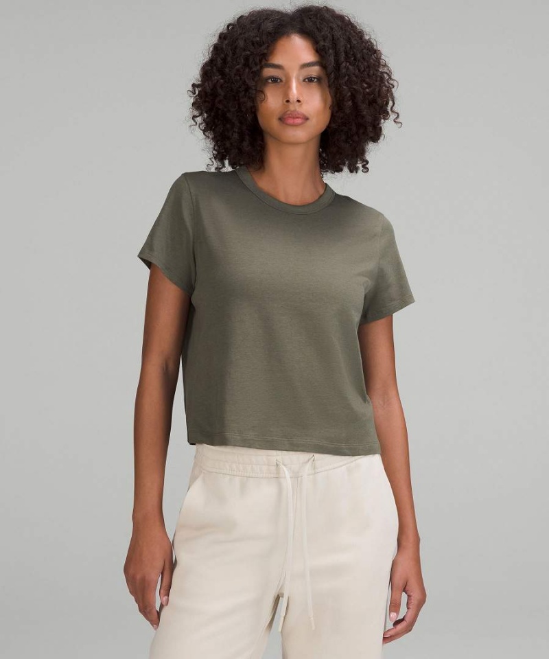 Lululemon Klassiska-Fit Bomull-Blend T-shirt Dam Mörkgröna Sverige | NSVRIB567