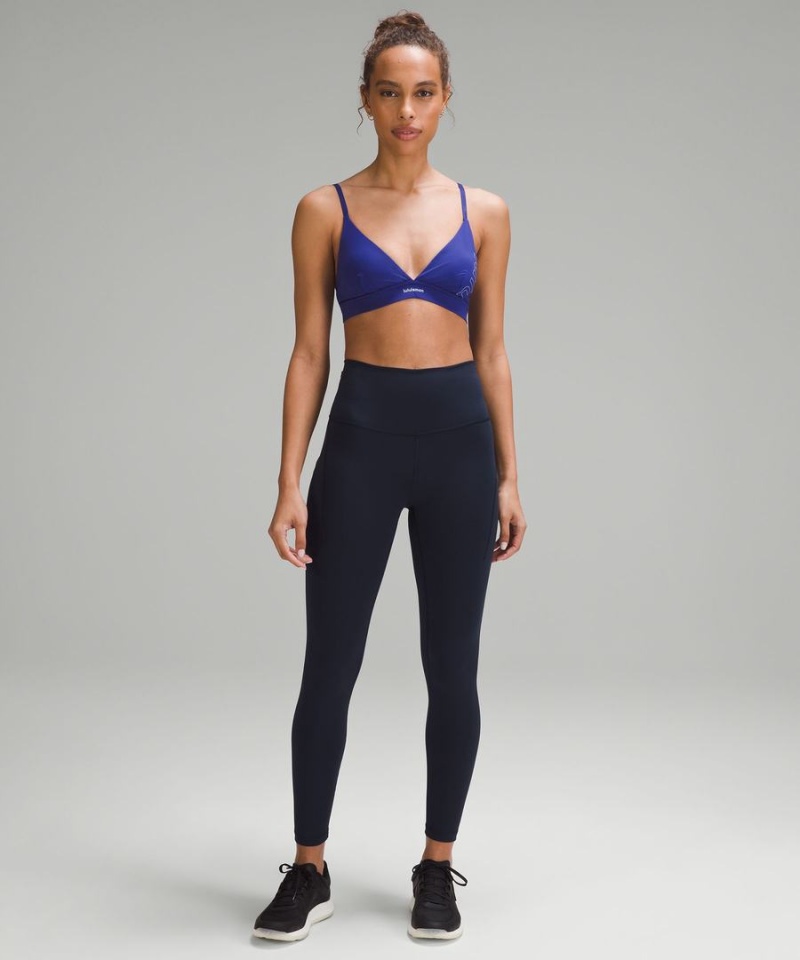 Lululemon License to Train Triangle Bra Light Support, A/B Cup Tryck Sport BH Dam Blå Sverige | JYMTXQ749