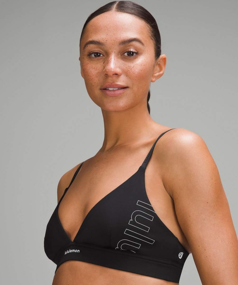 Lululemon License to Train Triangle Bra Light Support, A/B Cup Tryck Sport BH Dam Svarta Sverige | DVUHAG235