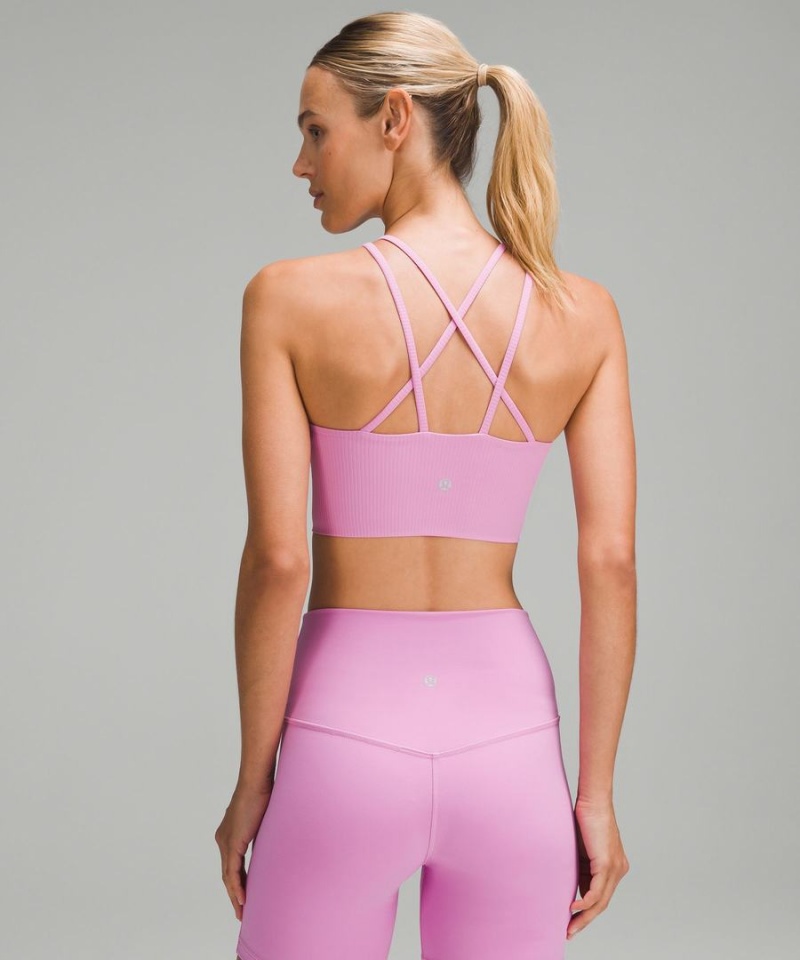 Lululemon Like a Cloud High-Neck Longline Räfflad Bra Light Support, B/C Cup Sport BH Dam Lila Sverige | JFOVXS903