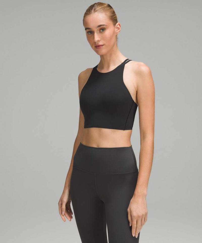 Lululemon Like a Cloud High-Neck Longline Bra Light Support, B/C Cup Sport BH Dam Svarta Sverige | SFPIUM642