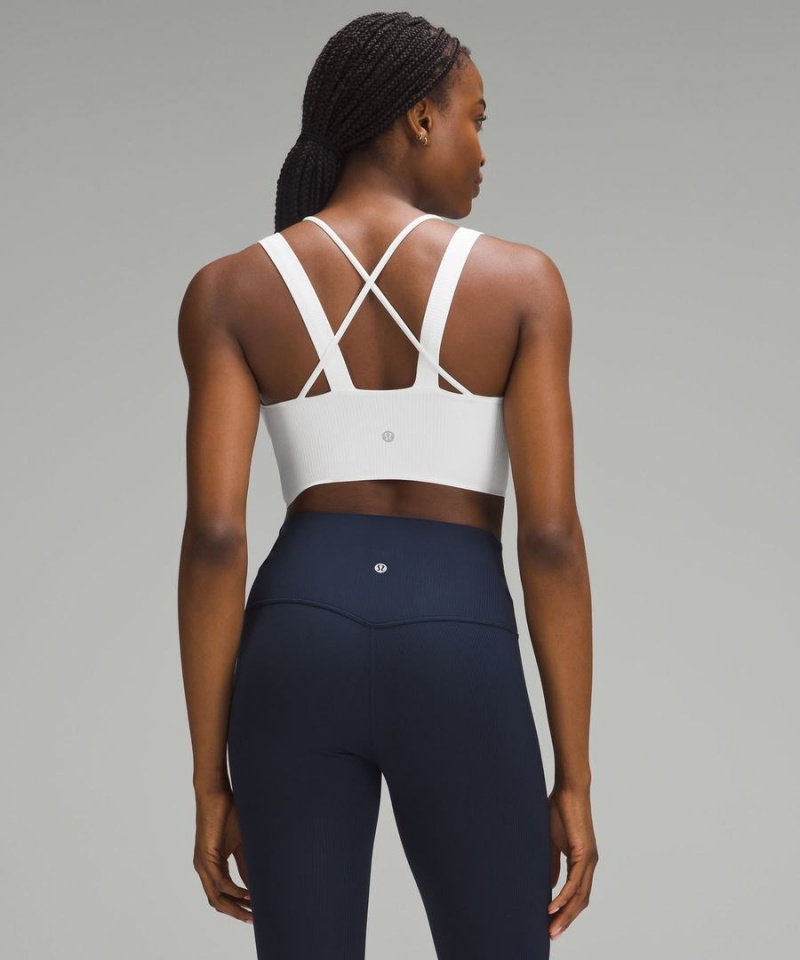 Lululemon Like a Cloud Longline Räfflad Bra Light Support, D/DD Cups Sport BH Dam Vita Sverige | OYBWPT314