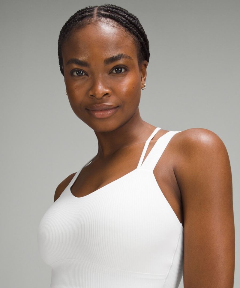 Lululemon Like a Cloud Longline Räfflad Bra Light Support, D/DD Cups Sport BH Dam Vita Sverige | OYBWPT314
