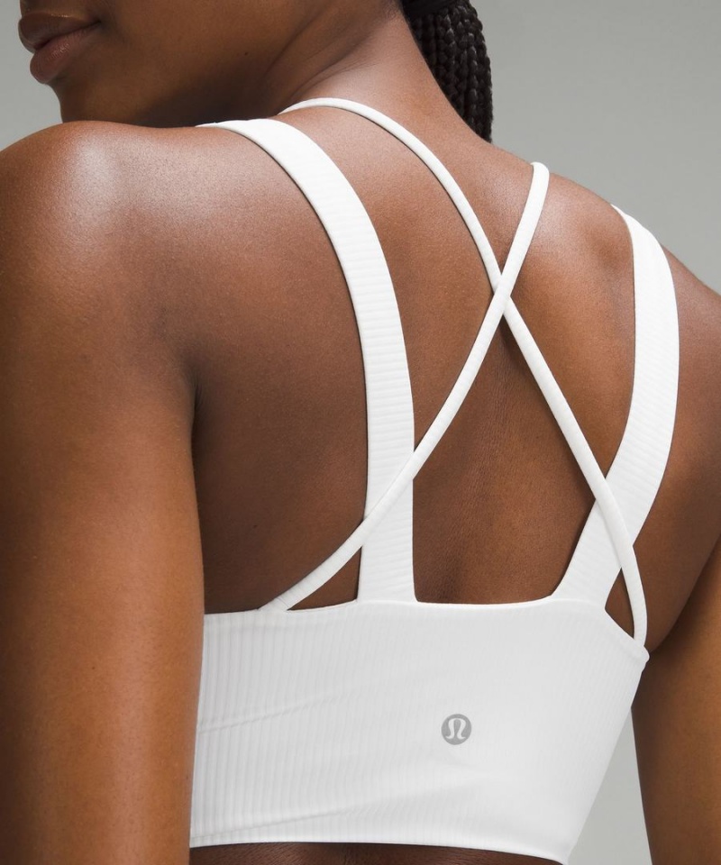 Lululemon Like a Cloud Longline Räfflad Bra Light Support, D/DD Cups Sport BH Dam Vita Sverige | OYBWPT314