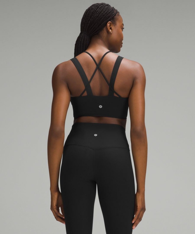 Lululemon Like a Cloud Longline Räfflad Bra Light Support, D/DD Cups Sport BH Dam Svarta Sverige | OAVZRM985