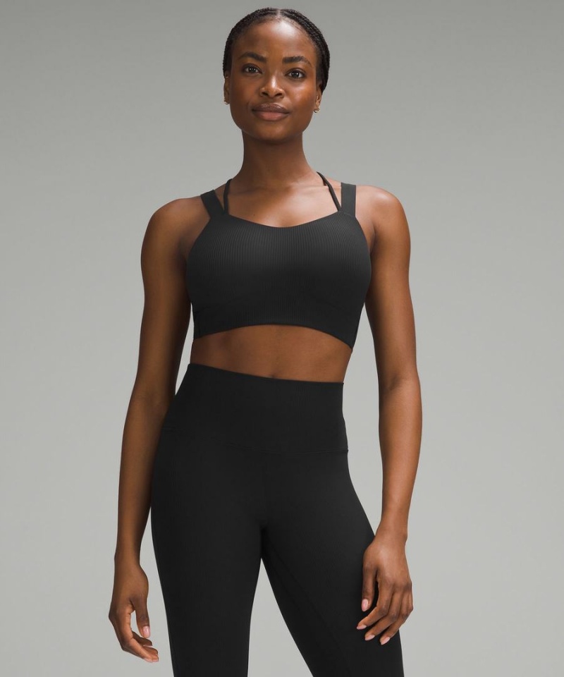 Lululemon Like a Cloud Longline Räfflad Bra Light Support, D/DD Cups Sport BH Dam Svarta Sverige | OAVZRM985