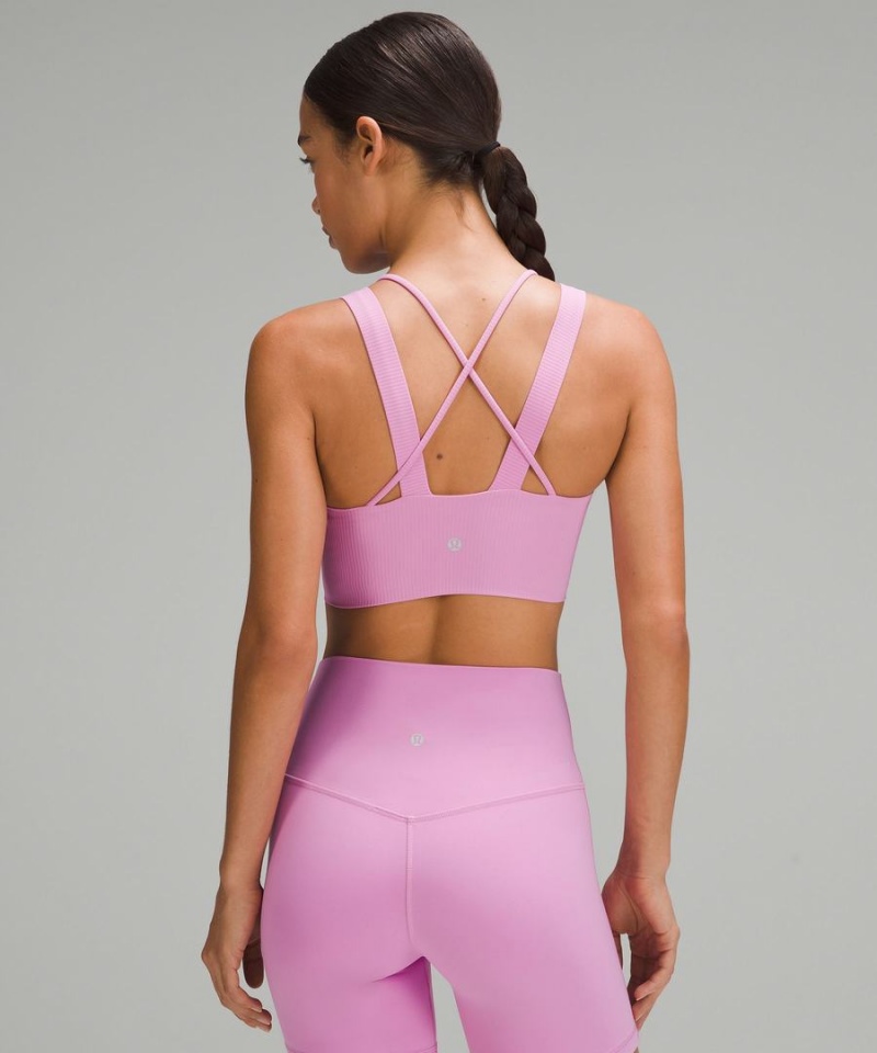 Lululemon Like a Cloud Longline Räfflad Bra Light Support, D/DD Cups Sport BH Dam Lila Sverige | EHVYSJ293