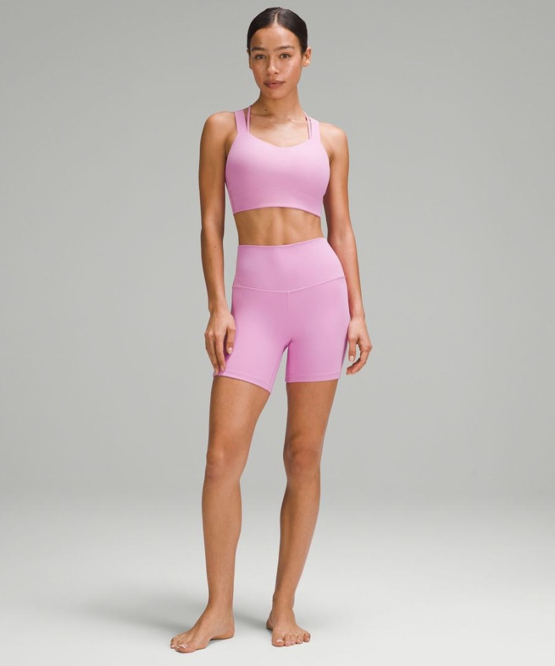 Lululemon Like a Cloud Longline Räfflad Bra Light Support, D/DD Cups Sport BH Dam Lila Sverige | EHVYSJ293