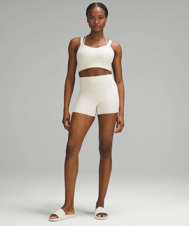 Lululemon Like a Cloud Longline Räfflad Bra Light Support, D/DD Cups Sport BH Dam Beige Sverige | SRZTJX015