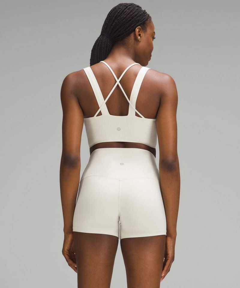 Lululemon Like a Cloud Longline Räfflad Bra Light Support, D/DD Cups Sport BH Dam Beige Sverige | SRZTJX015
