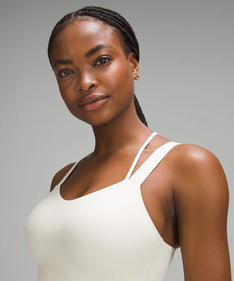 Lululemon Like a Cloud Longline Räfflad Bra Light Support, D/DD Cups Sport BH Dam Beige Sverige | SRZTJX015