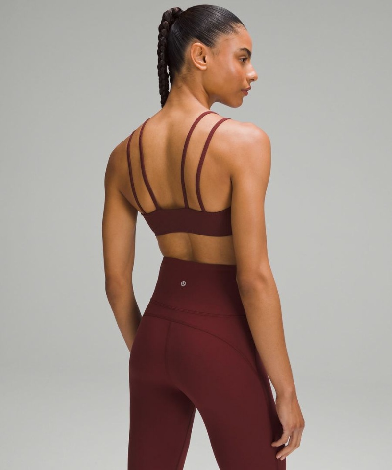 Lululemon Like a Cloud Räfflad Bra Light Support, B/C Cup Sport BH Dam Röda Vinröda Sverige | OBPKMZ782