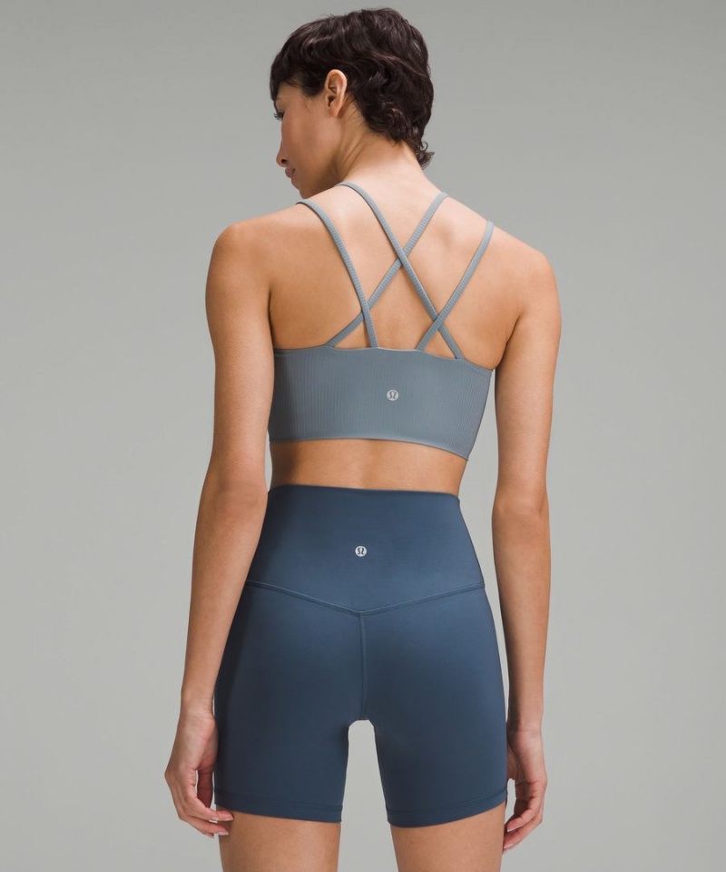 Lululemon Like a Cloud Räfflad Longline Bra Light Support, B/C Cup Sport BH Dam Blå Sverige | EOKLDX173