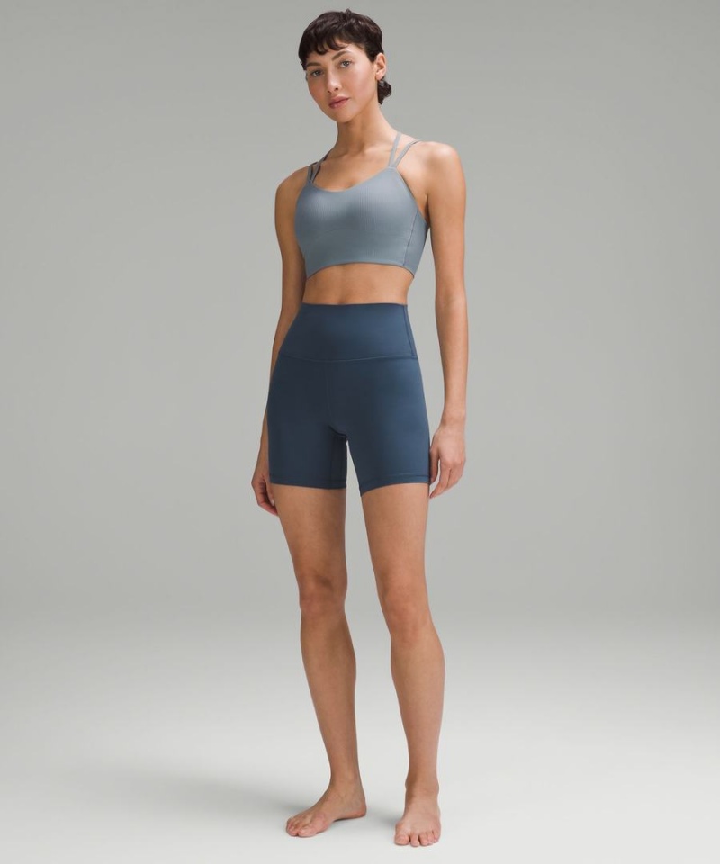 Lululemon Like a Cloud Räfflad Longline Bra Light Support, B/C Cup Sport BH Dam Blå Sverige | EOKLDX173