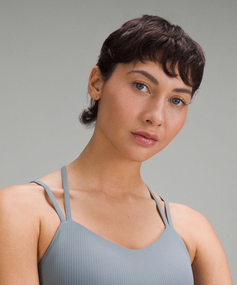 Lululemon Like a Cloud Räfflad Longline Bra Light Support, B/C Cup Sport BH Dam Blå Sverige | EOKLDX173
