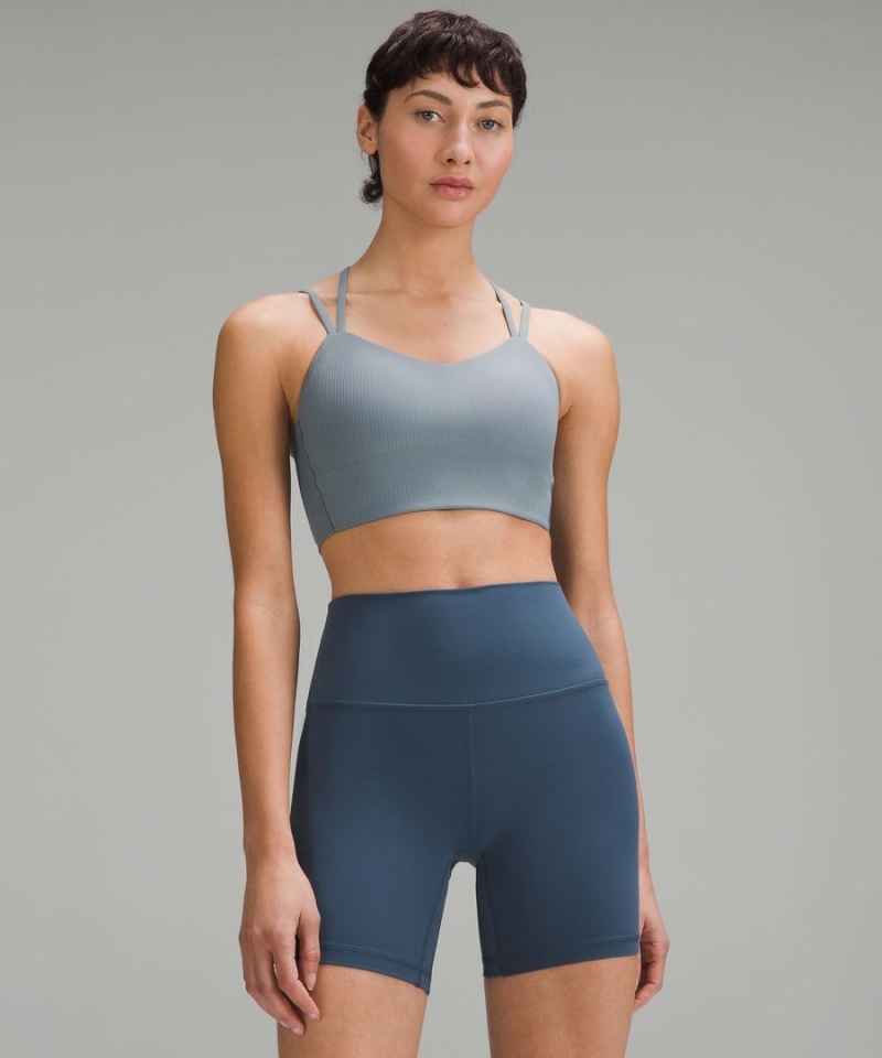 Lululemon Like a Cloud Räfflad Longline Bra Light Support, B/C Cup Sport BH Dam Blå Sverige | EOKLDX173