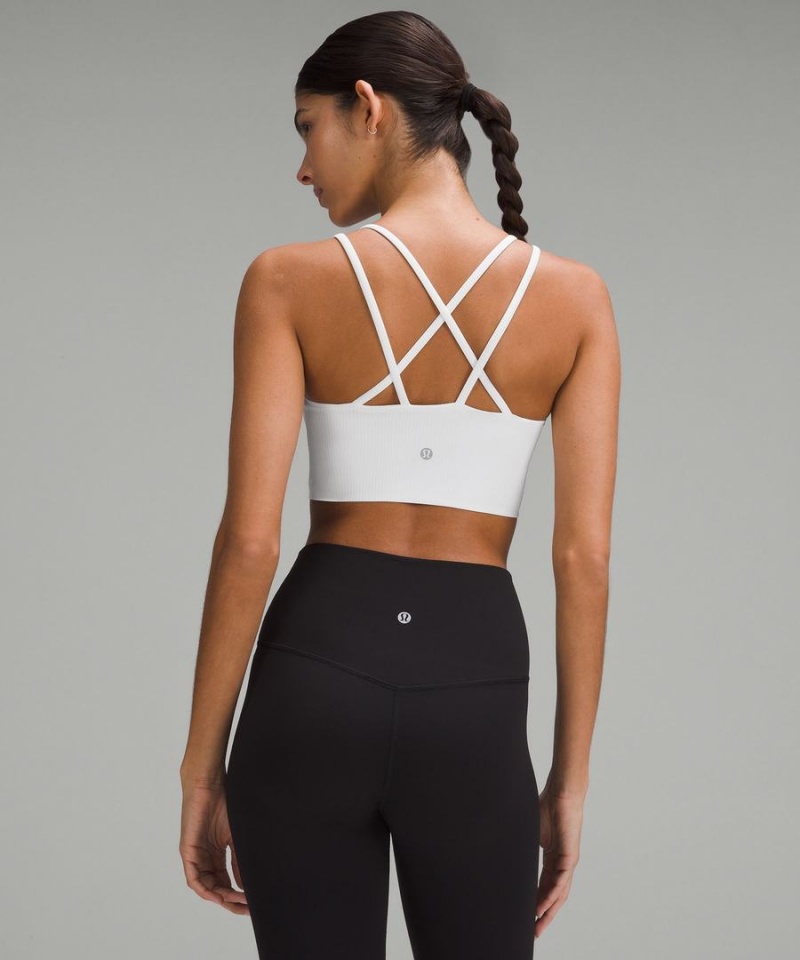 Lululemon Like a Cloud Räfflad Longline Bra Light Support, B/C Cup Sport BH Dam Vita Sverige | OPIYCG453
