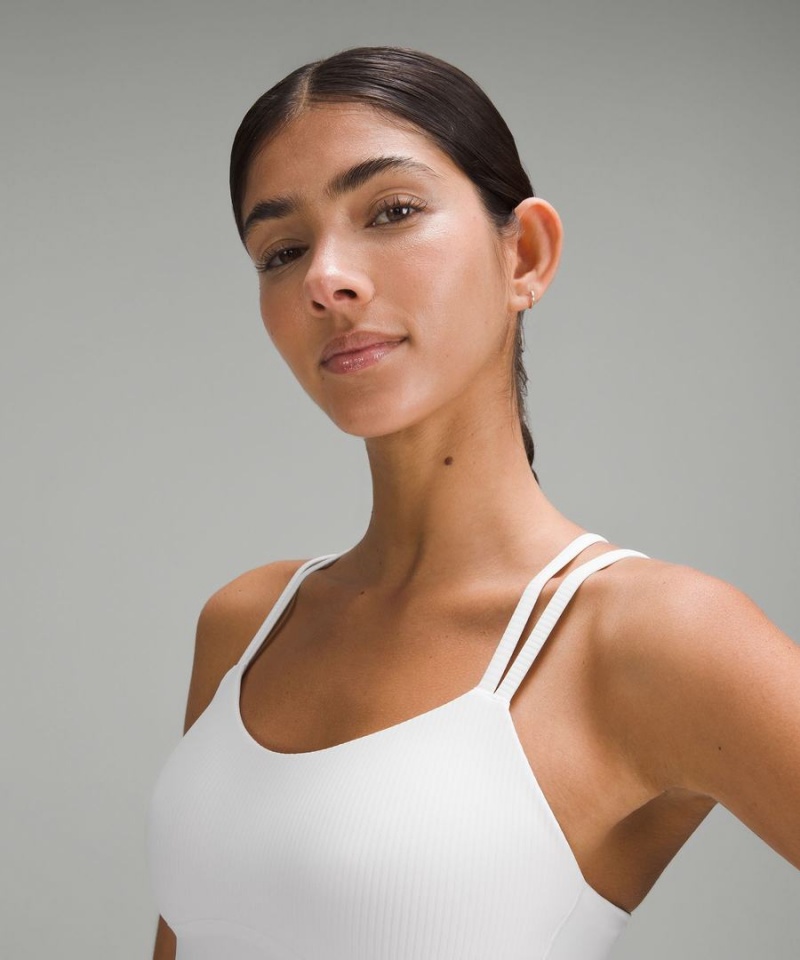 Lululemon Like a Cloud Räfflad Longline Bra Light Support, B/C Cup Sport BH Dam Vita Sverige | OPIYCG453