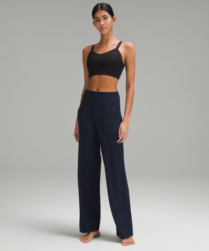 Lululemon Like a Cloud Räfflad Longline Bra Light Support, B/C Cup Sport BH Dam Svarta Sverige | RVWXAY571