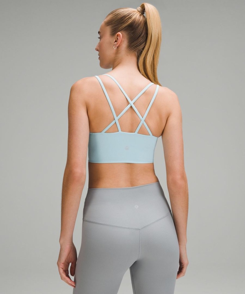 Lululemon Like a Cloud Räfflad Longline Bra Light Support, B/C Cup Sport BH Dam Ljusblå Sverige | KEJXDW215