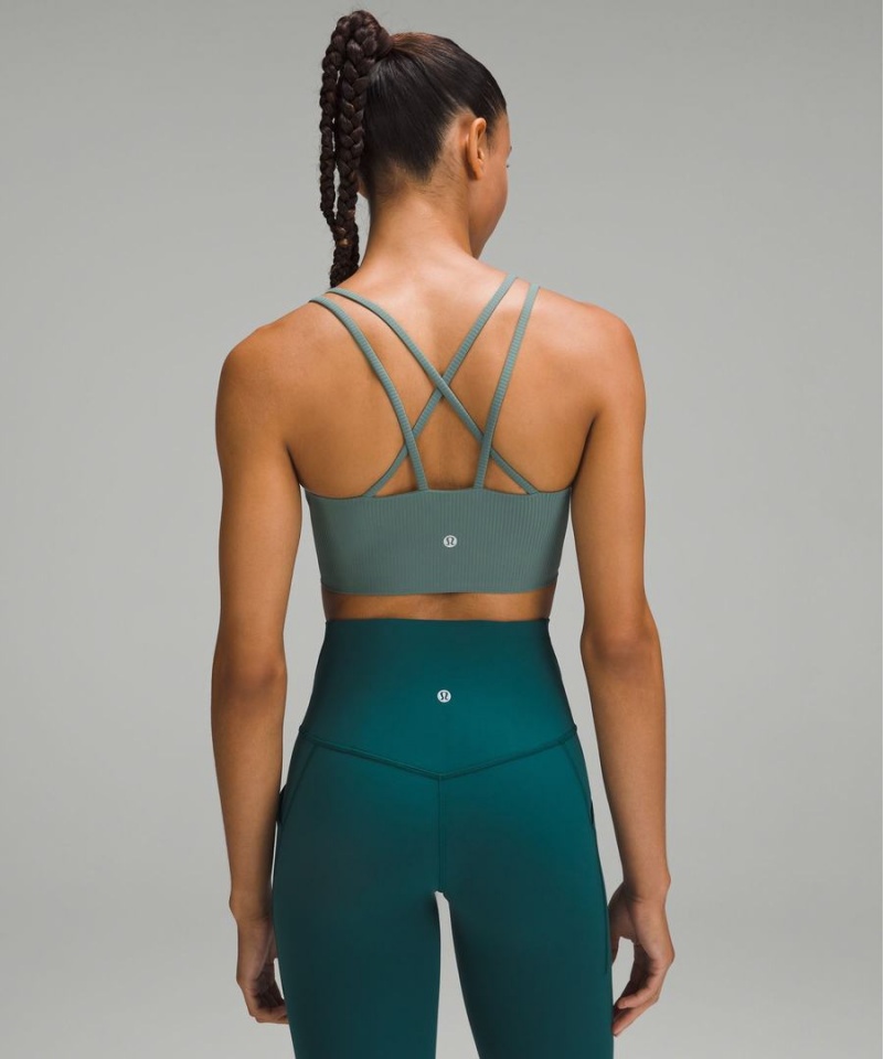 Lululemon Like a Cloud Räfflad Longline Bra Light Support, B/C Cup Sport BH Dam Mörkgröna Sverige | OJWYUV320