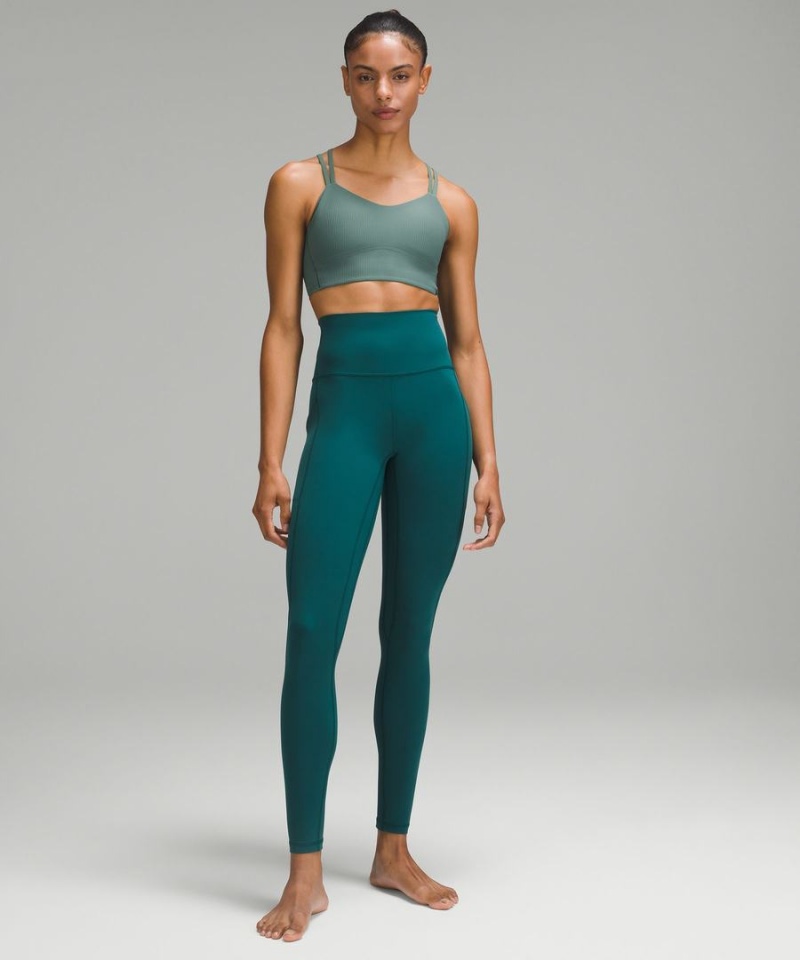 Lululemon Like a Cloud Räfflad Longline Bra Light Support, B/C Cup Sport BH Dam Mörkgröna Sverige | OJWYUV320