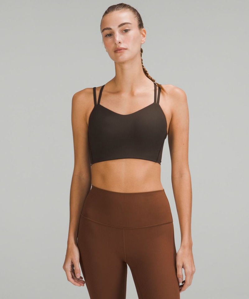 Lululemon Like a Cloud Räfflad Longline Bra Light Support, B/C Cup Sport BH Dam Mörkolivgröna Sverige | VWBMSP023