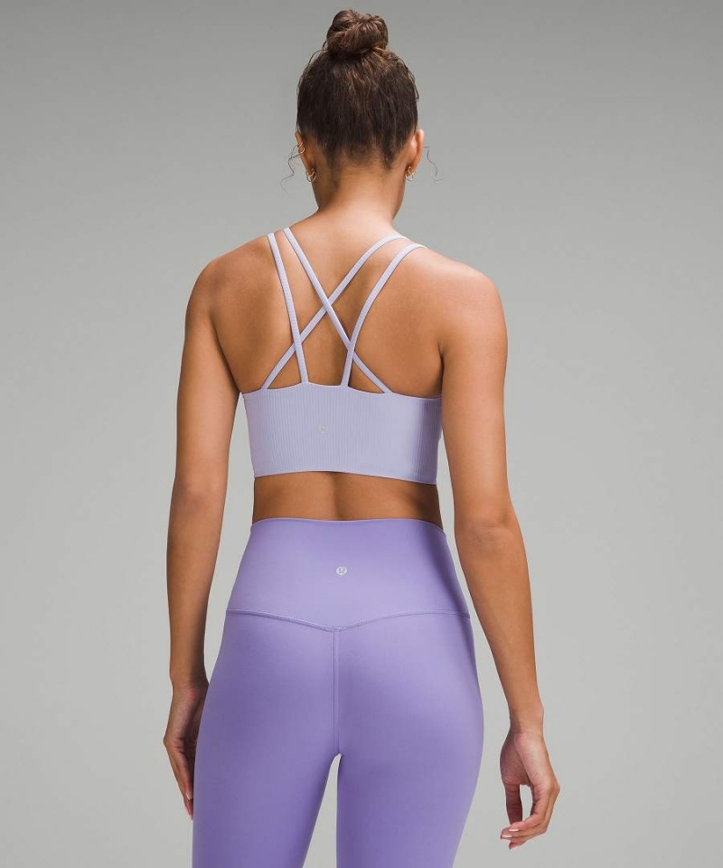 Lululemon Like a Cloud Räfflad Longline Bra Light Support, B/C Cup Sport BH Dam Lila Sverige | CENUHD321