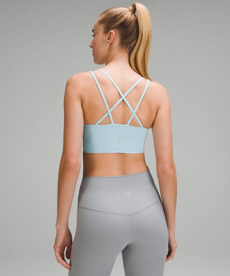 Lululemon Like a Cloud Räfflad Longline Bra Light Support, B/C Cup Sport BH Dam Ljusblå Sverige | ESXLNH146
