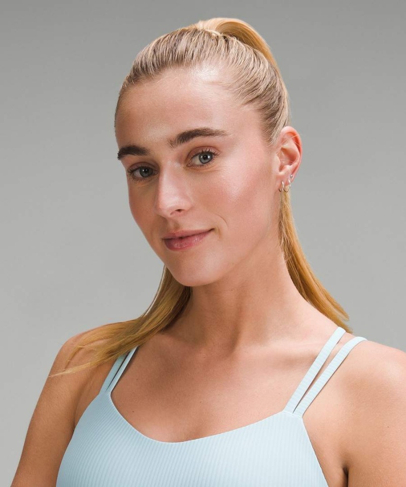 Lululemon Like a Cloud Räfflad Longline Bra Light Support, B/C Cup Sport BH Dam Ljusblå Sverige | ESXLNH146