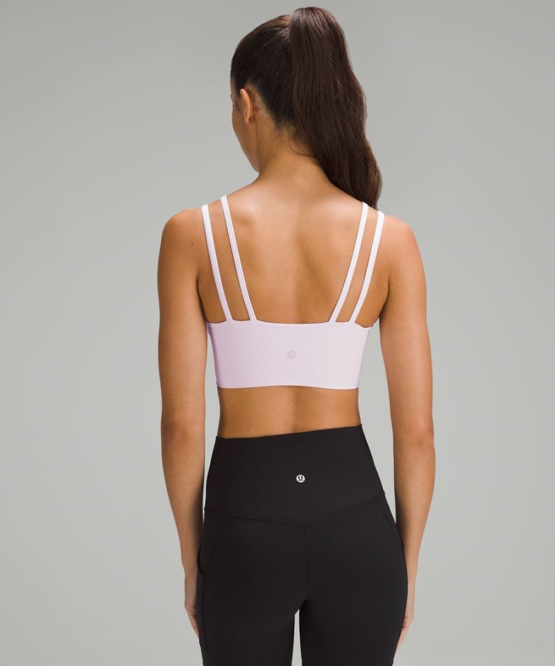 Lululemon Like a Cloud Snörade Longline Räfflad Bra Light Support, B/C Cup Sport BH Dam Rosa Sverige | TJCPRK671