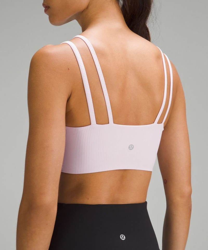 Lululemon Like a Cloud Snörade Longline Räfflad Bra Light Support, B/C Cup Sport BH Dam Rosa Sverige | TJCPRK671