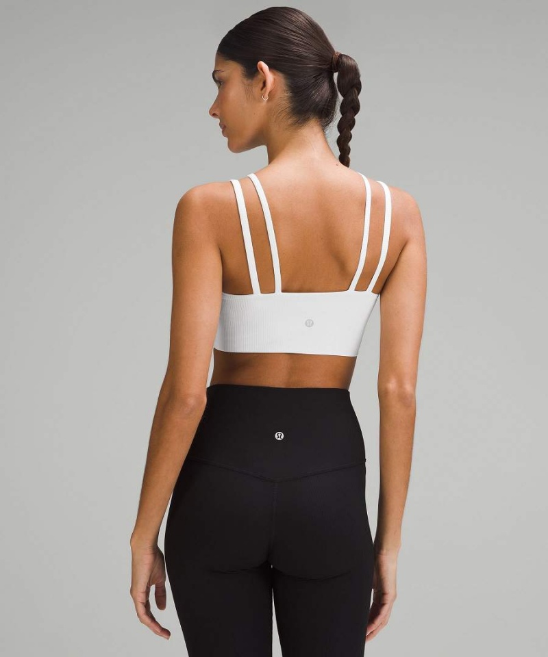 Lululemon Like a Cloud Snörade Longline Räfflad Bra Light Support, B/C Cup Sport BH Dam Vita Sverige | ZTCVYM578