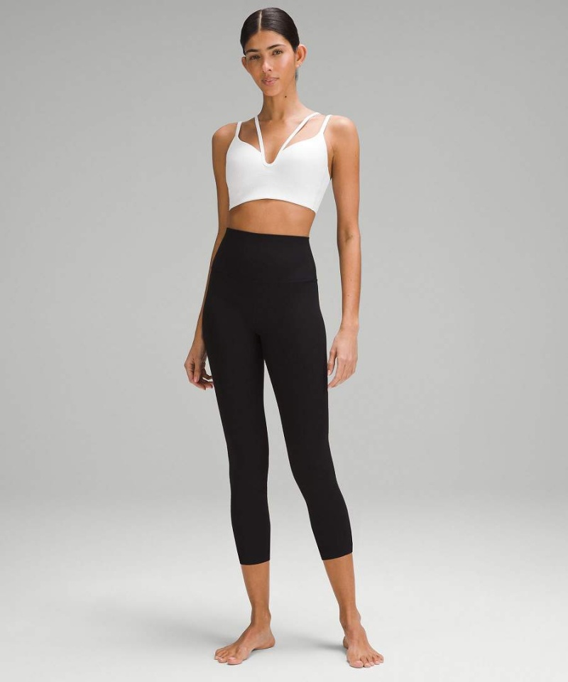 Lululemon Like a Cloud Snörade Longline Räfflad Bra Light Support, B/C Cup Sport BH Dam Vita Sverige | ZTCVYM578