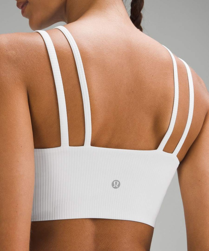 Lululemon Like a Cloud Snörade Longline Räfflad Bra Light Support, B/C Cup Sport BH Dam Vita Sverige | ZTCVYM578