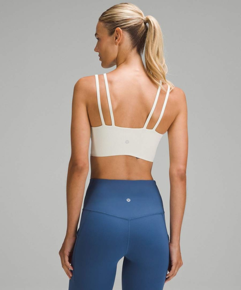 Lululemon Like a Cloud Snörade Longline Räfflad Bra Light Support, B/C Cup Sport BH Dam Beige Sverige | ONJSXT308
