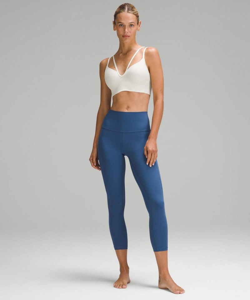 Lululemon Like a Cloud Snörade Longline Räfflad Bra Light Support, B/C Cup Sport BH Dam Beige Sverige | ONJSXT308